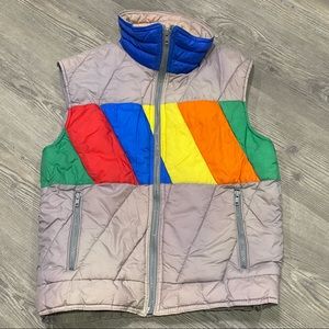 (Linear) Vintage Rainbow Colorblock Puffer Vest